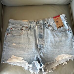 Levi's Light Blue Distressed Denim Cutoff Shorts